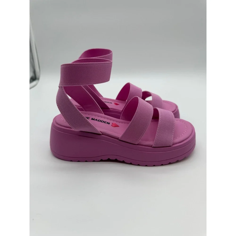 Steve Madden JSAMMIE Pink Platform Elastic Strap Sandals Kids Size‎ 13